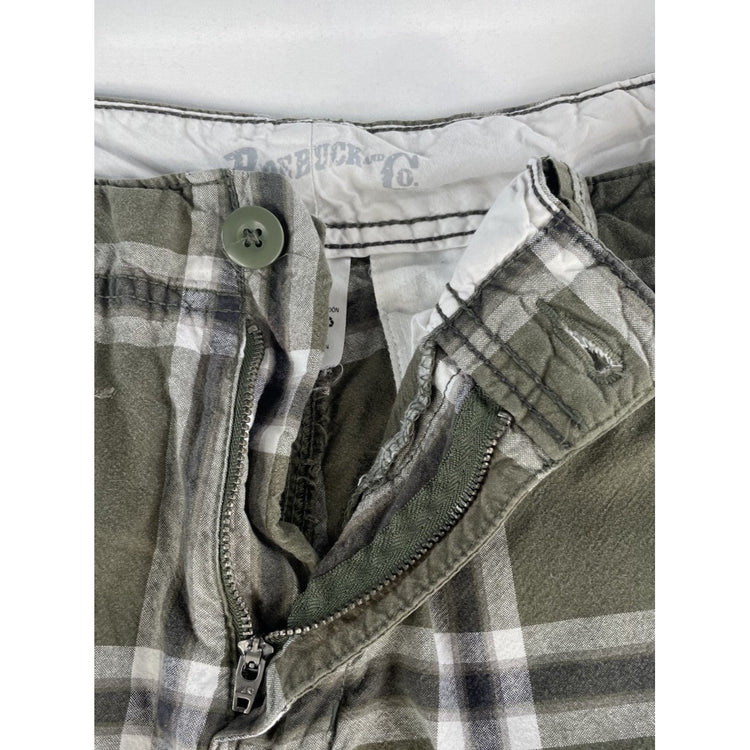 Mens Roebuck Co Multicolor Plaid Pattern Cargo Shorts Size 32