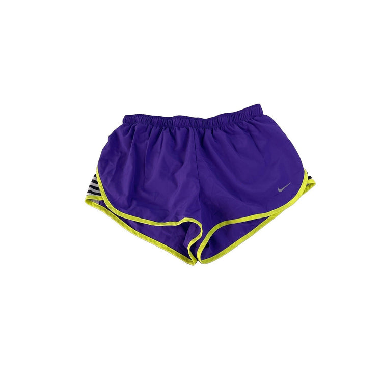 Women's Nike Dri-Fit Athletic Running Shorts, Purple with Neon Trim, Size S