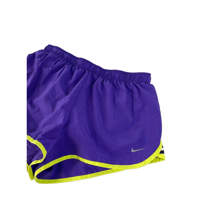 Women's Nike Dri-Fit Athletic Running Shorts, Purple with Neon Trim, Size S