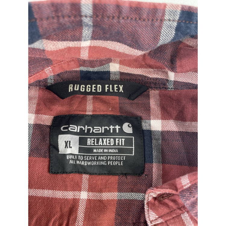 Mens Carhartt Classic Multicolor Plaid Buttton Up Shirt Size Xl Relaxed Fit
