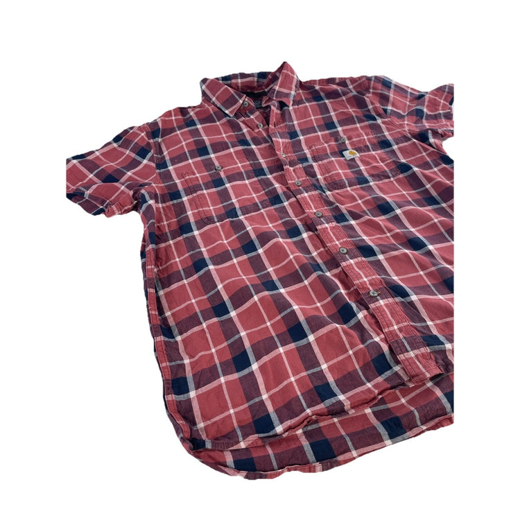 Mens Carhartt Classic Multicolor Plaid Buttton Up Shirt Size Xl Relaxed Fit