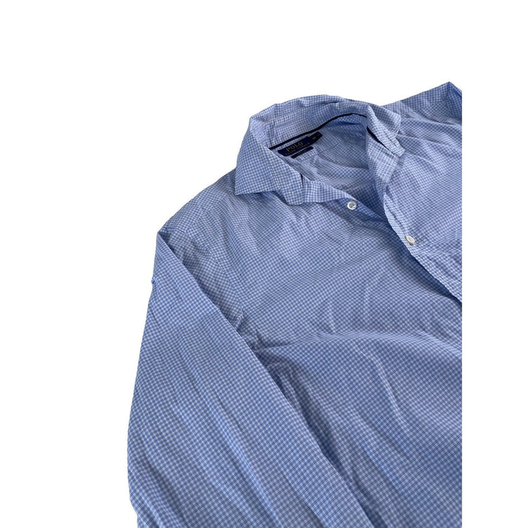 Mens Polo Ralph Lauren Blue & White Button Down Shirt Size Medium