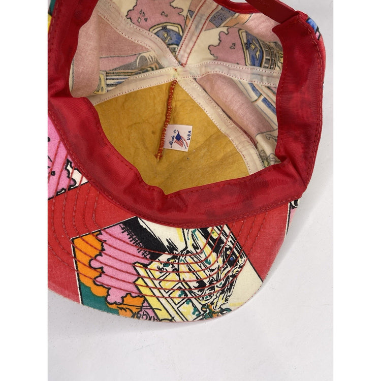 80s Vtg Red New Wave Ball Cap Cartoon Comic Strip One Size Hat