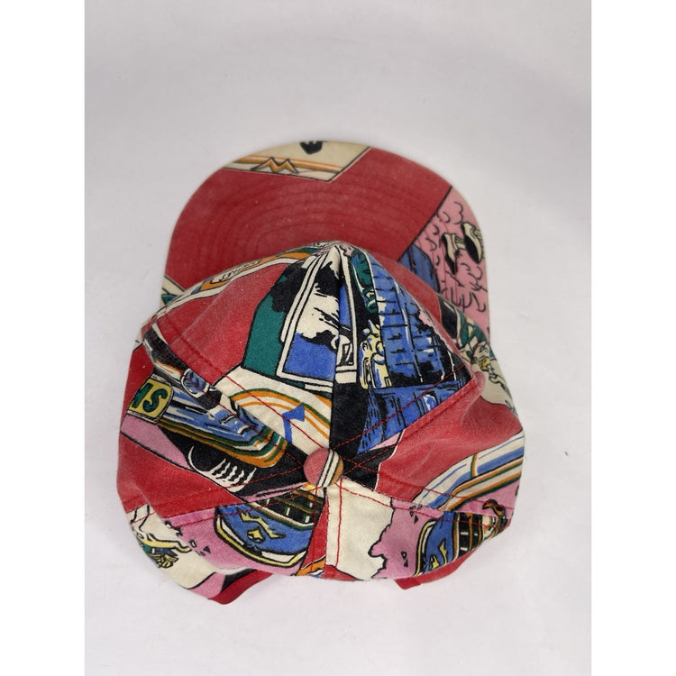 80s Vtg Red New Wave Ball Cap Cartoon Comic Strip One Size Hat