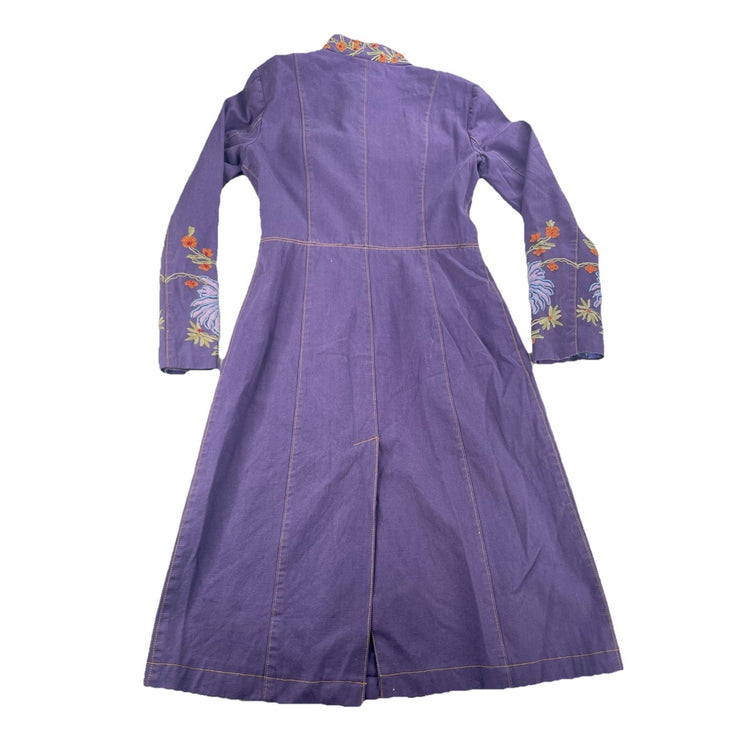 Plenty Purple Floral Embroidered Long Coat Size 10
