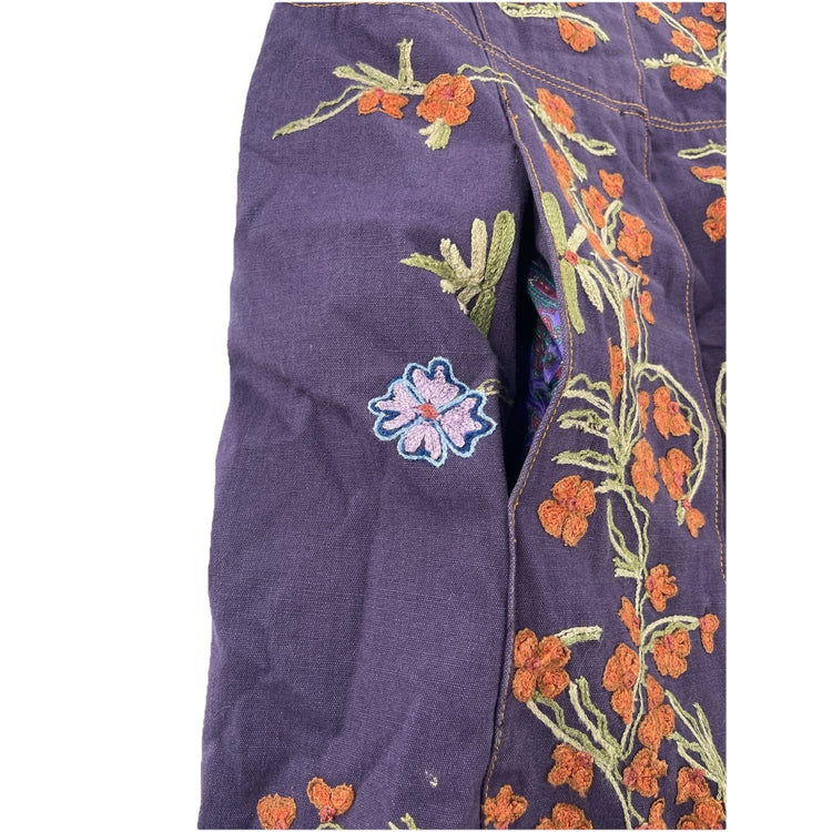 Plenty Purple Floral Embroidered Long Coat Size 10