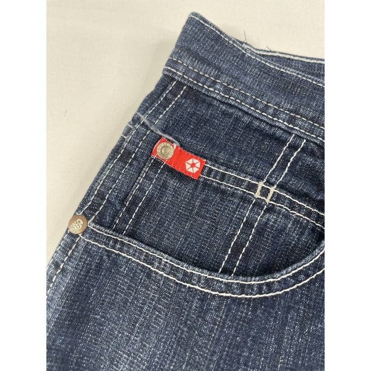 Unisex Y2K Dark Wash And Red Contrast Southpole Baggy Shorts 20x12