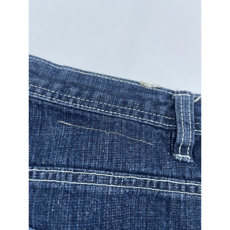 Unisex Y2K Dark Wash And Red Contrast Southpole Baggy Shorts 20x12