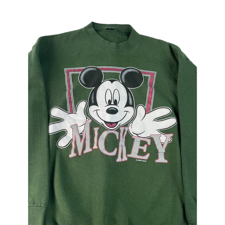 Disney Mickey Mouse Crewneck Sweatshirt Green Graphic Long Sleeve Size (L/XL)