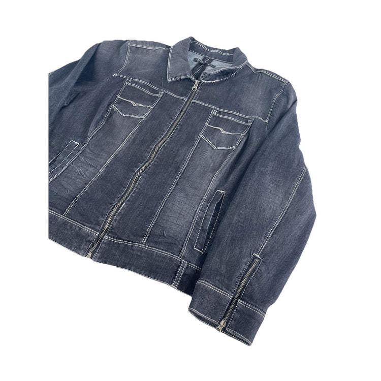 Mens Baccini Dark Wash Denim Jacket W/Contrast Stitching Plus Size 22/24w
