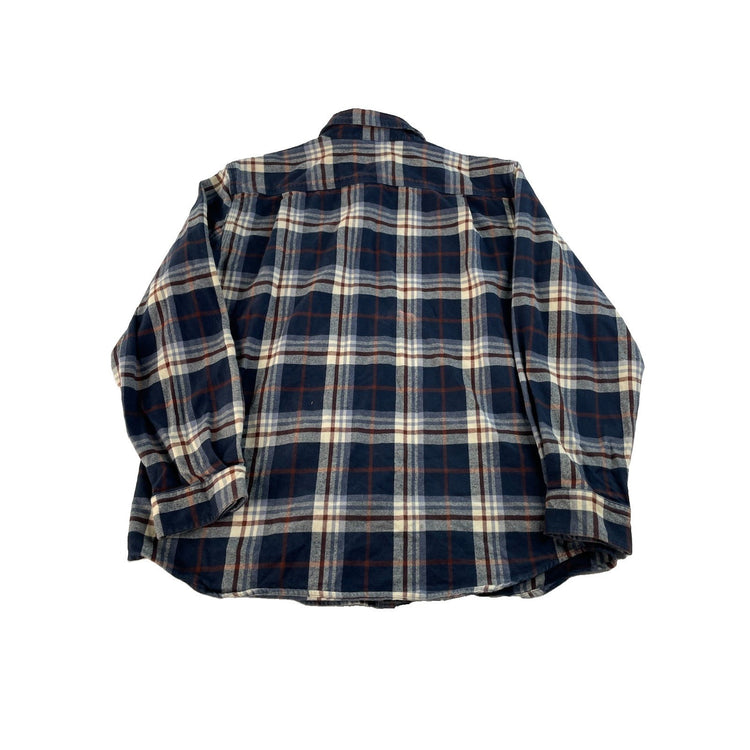 Mens Carhartt Navy Blue & White Plaid Loose Fit Button Up Shirt Size Large