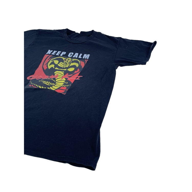 Mens Gildan Cobra Kai "Keep Calm" Graphic T-Shirt Black Size XL