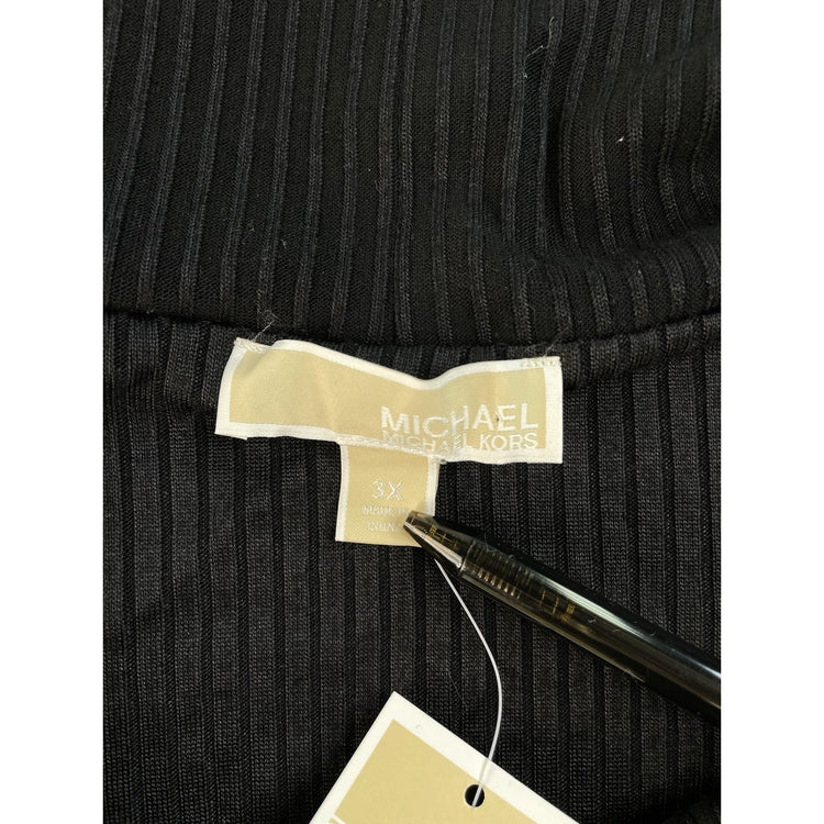 Women Michael Kors Black Ribbed Midi Dress Size 3X