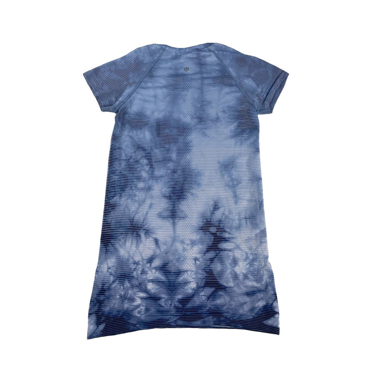 Womens Lululemon Blue White Shibori Tie Dye T-Shirt Size L