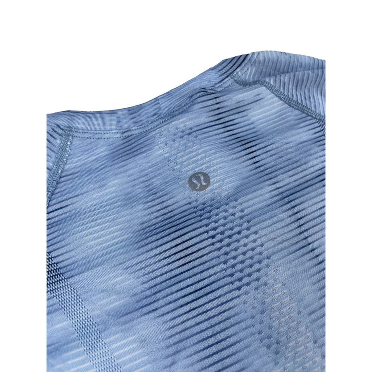 Womens Lululemon Blue White Shibori Tie Dye T-Shirt Size L