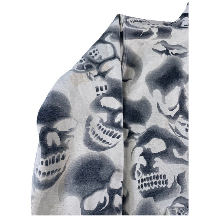Men’s Y2K Beyond The Limits White Skull Print Full Zip Up Jacket Size 2XL