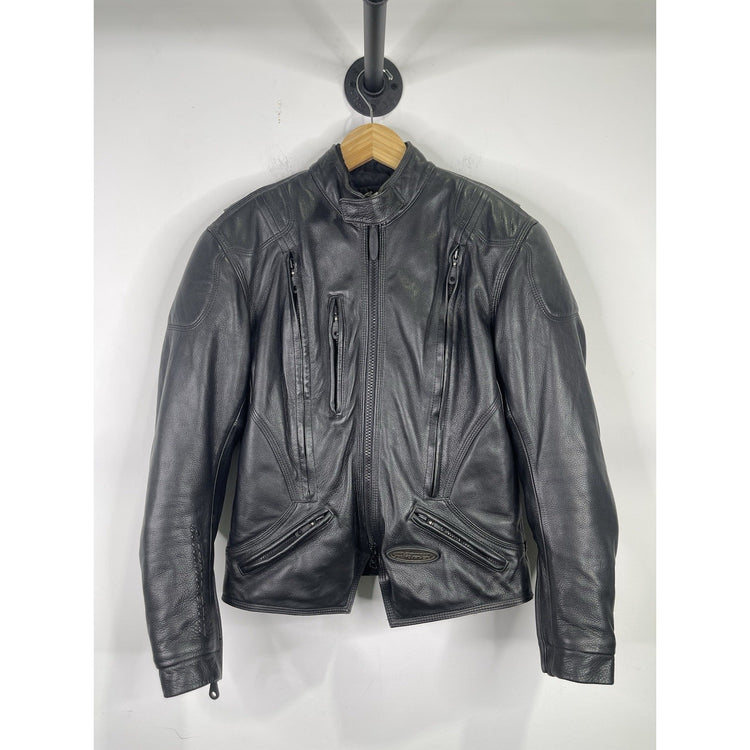 Wmns Harley Davidson FXRG Series 1 Black Leather Motorcycle Riding Jacket Size S