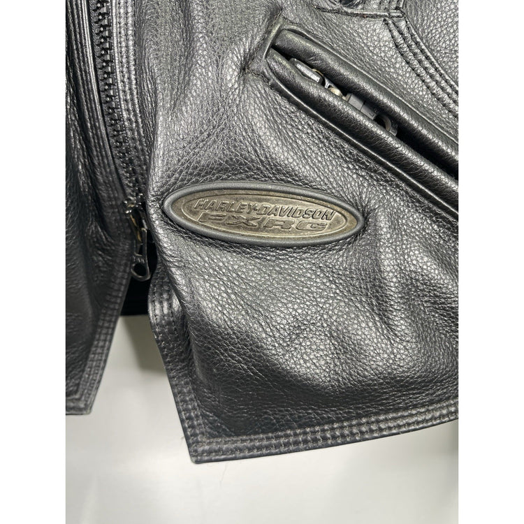 Wmns Harley Davidson FXRG Series 1 Black Leather Motorcycle Riding Jacket Size S