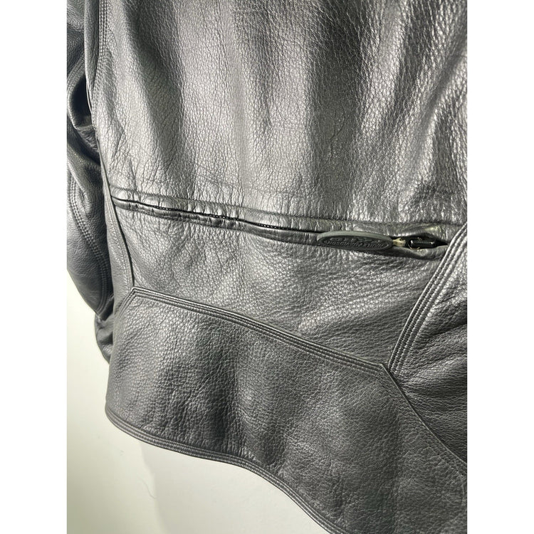 Wmns Harley Davidson FXRG Series 1 Black Leather Motorcycle Riding Jacket Size S