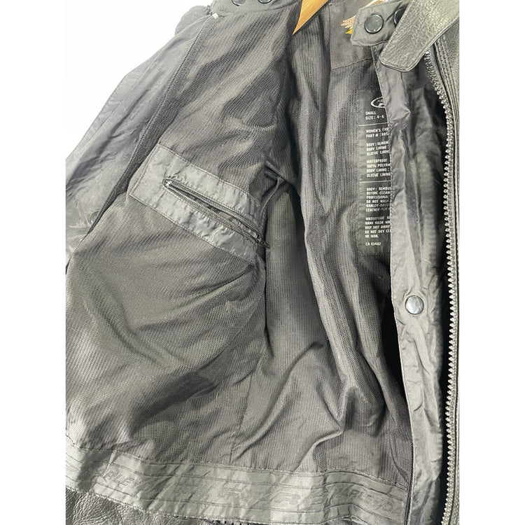 Wmns Harley Davidson FXRG Series 1 Black Leather Motorcycle Riding Jacket Size S