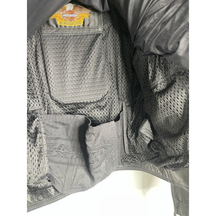 Wmns Harley Davidson FXRG Series 1 Black Leather Motorcycle Riding Jacket Size S