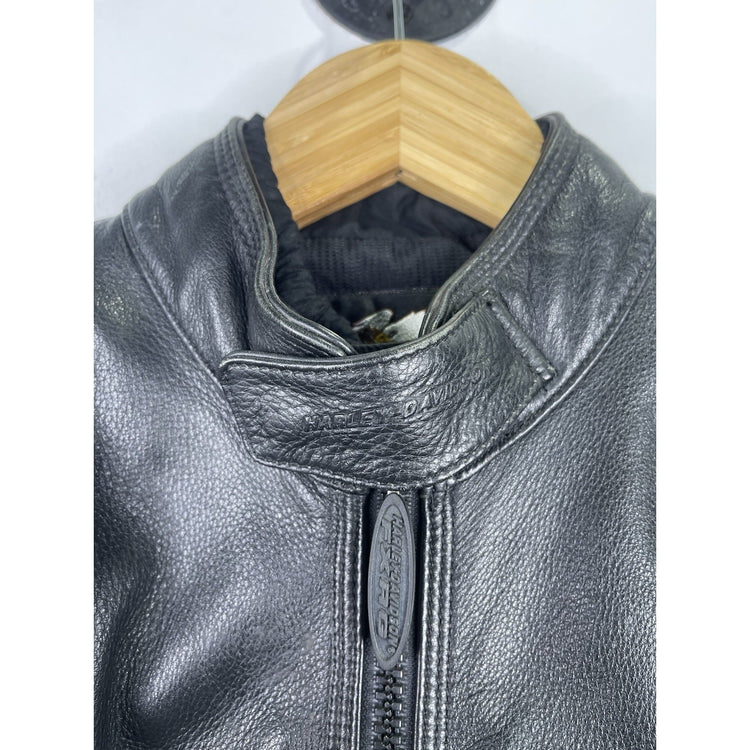 Wmns Harley Davidson FXRG Series 1 Black Leather Motorcycle Riding Jacket Size S