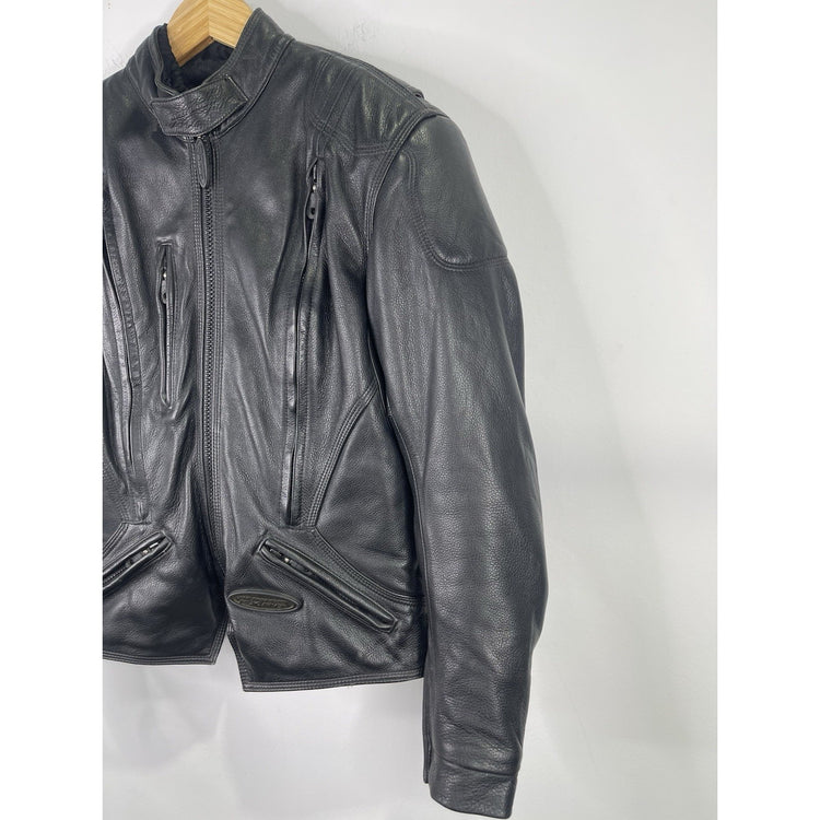 Wmns Harley Davidson FXRG Series 1 Black Leather Motorcycle Riding Jacket Size S
