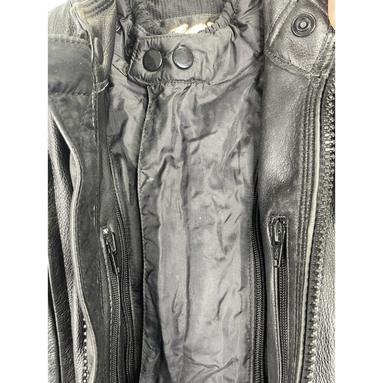 Wmns Harley Davidson FXRG Series 1 Black Leather Motorcycle Riding Jacket Size S