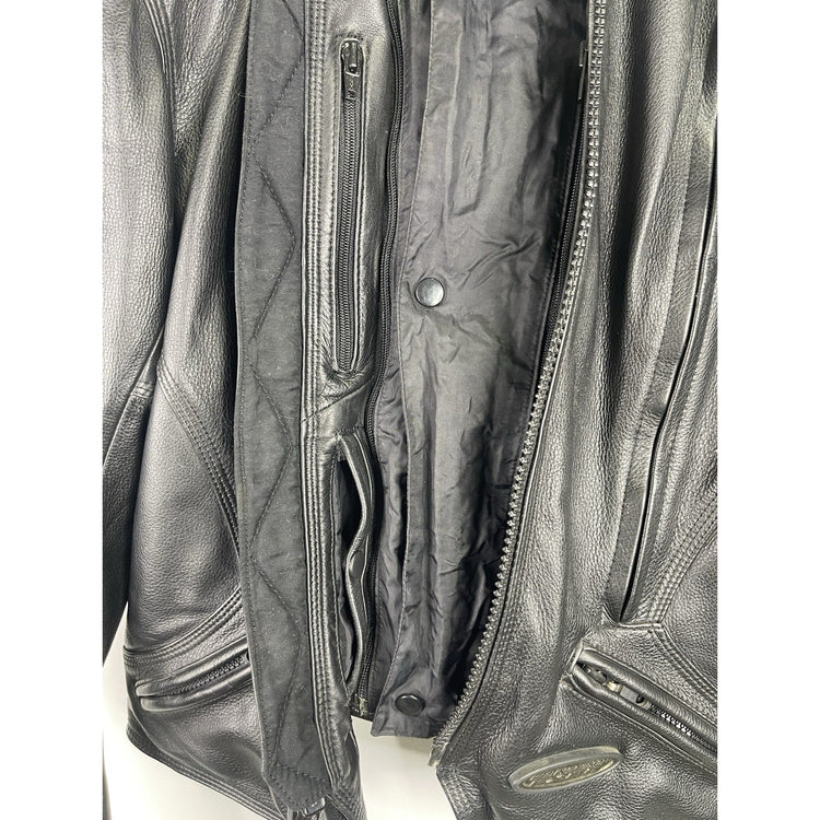 Wmns Harley Davidson FXRG Series 1 Black Leather Motorcycle Riding Jacket Size S