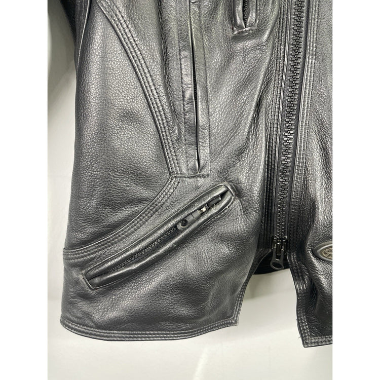 Wmns Harley Davidson FXRG Series 1 Black Leather Motorcycle Riding Jacket Size S