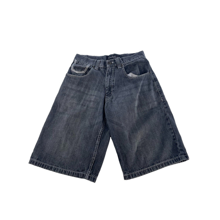 Mens Vintage Y2K Evolution In Design Dark Wash Baggy Denim Shorts 32
