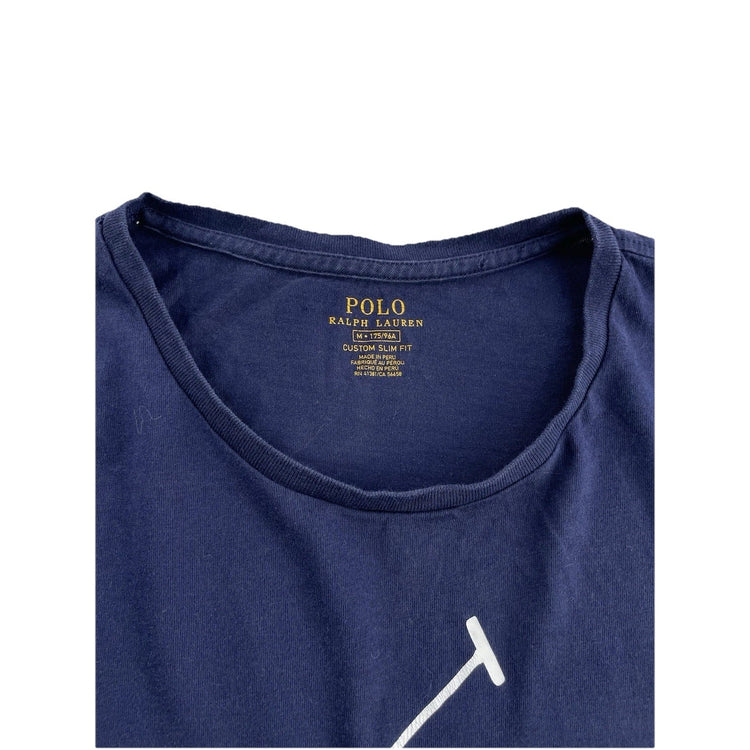 Mens Polo Ralph Lauren Size Medium Navy Blue T Shirt With Big Pony Logo