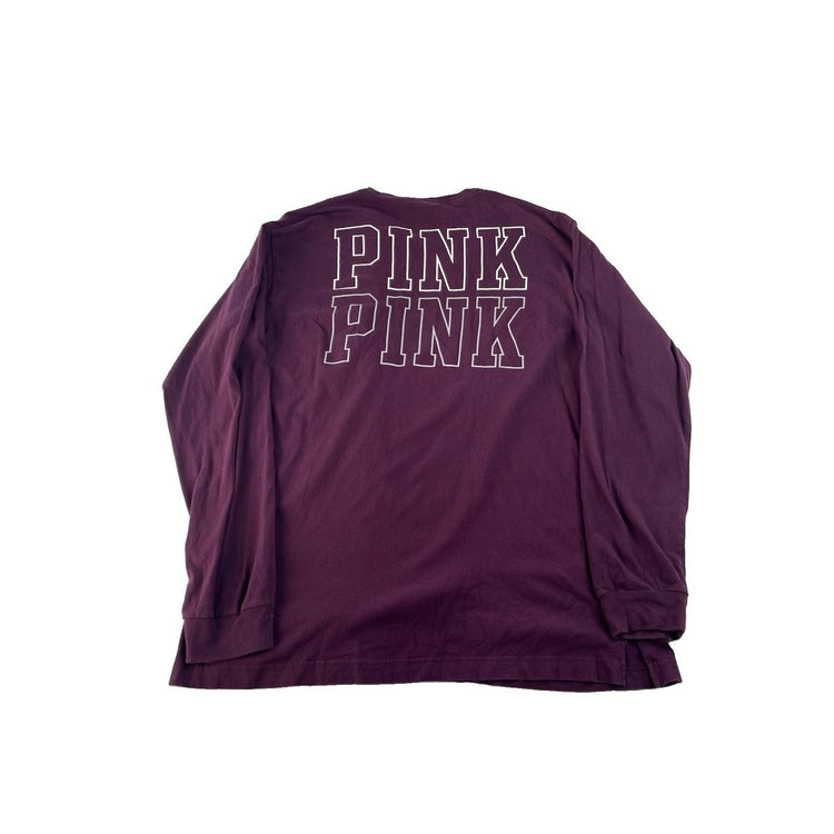 Women’s PINK Victorias Secret Maroon Long Sleeve T Shirt Size Large