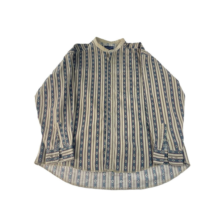 Men's Wrangler Geometric Striped Western Shirt Size 18.5-36 XXL