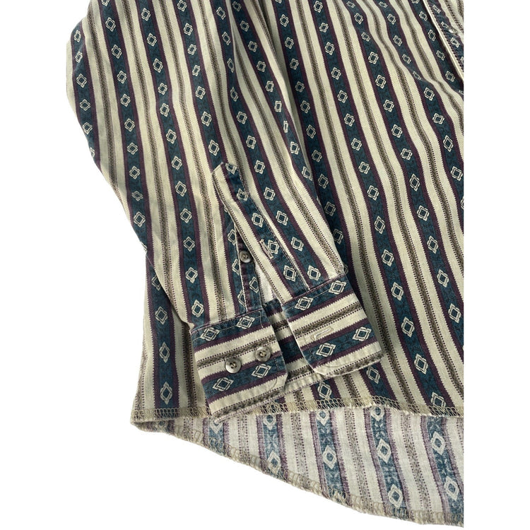 Men's Wrangler Geometric Striped Western Shirt Size 18.5-36 XXL