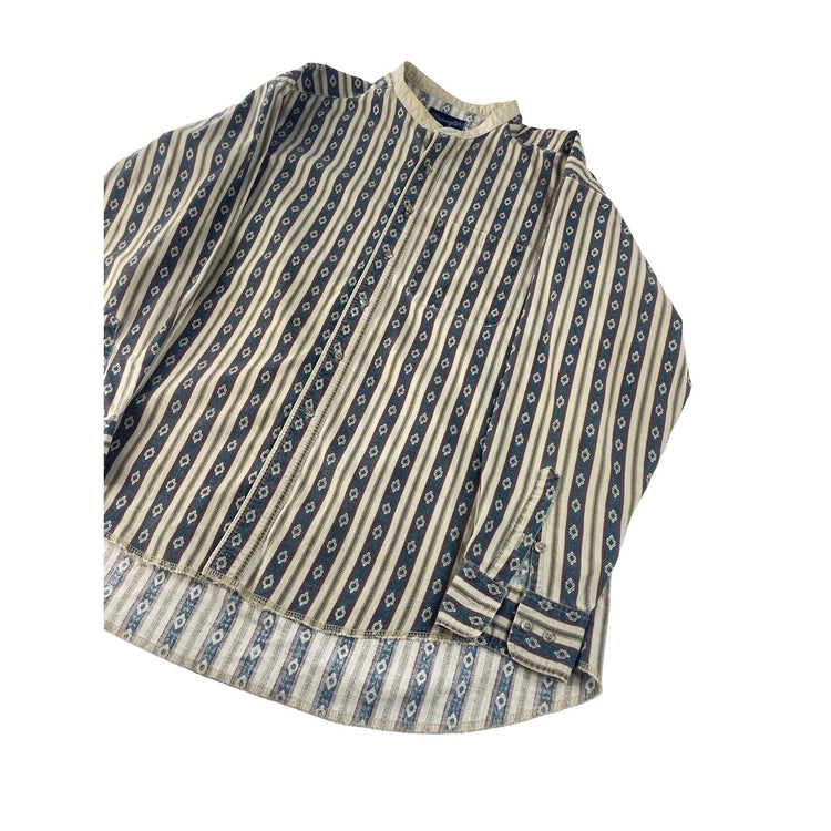 Men's Wrangler Geometric Striped Western Shirt Size 18.5-36 XXL