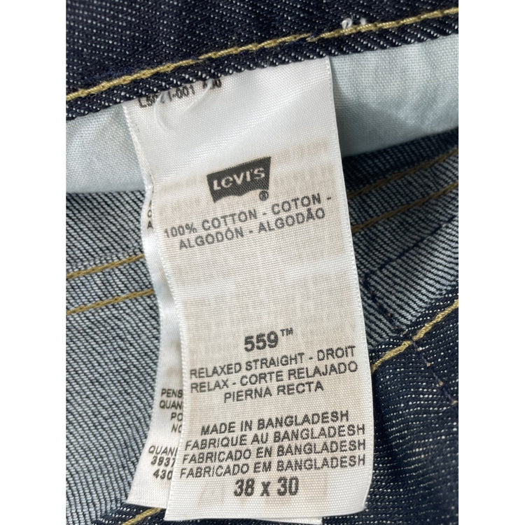 Mens Vintage Levis 559 Dark Wash Indigo Blue Relaxed Straight Jeans Size 38x30