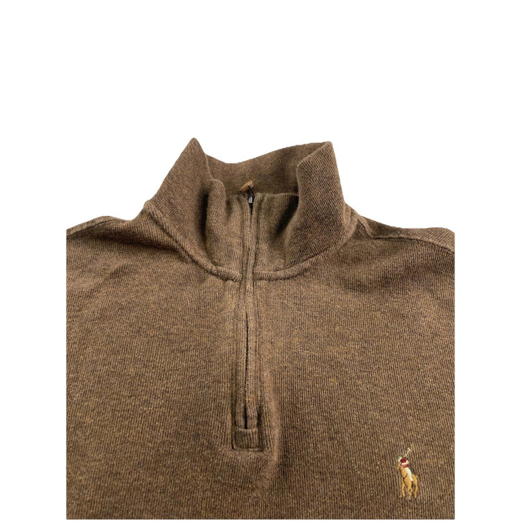 Mens Ralph Lauren Size Small Brown Quarter Zip Sweater