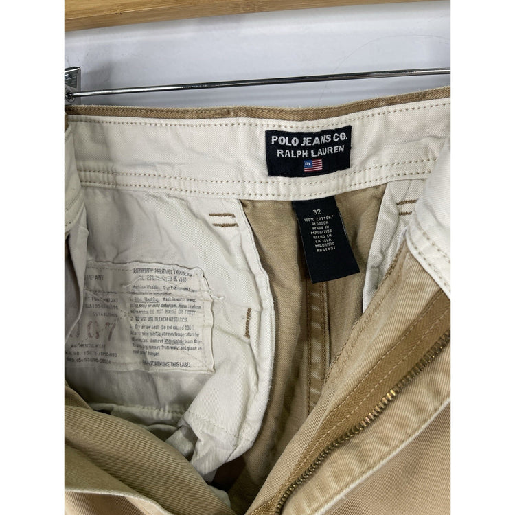 Polo Ralph Lauren Flat Front Cotton Cargo Shorts ~ Men's 32- Brown