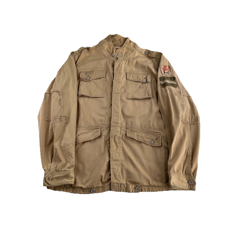 Red Snap Mens Cargo Button Jacket Army Print