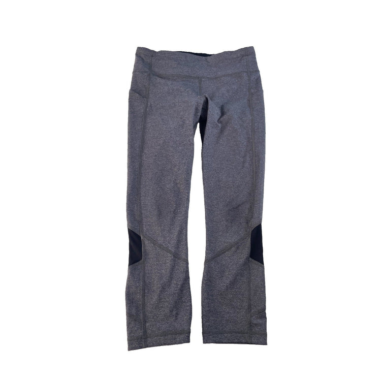 Women's Lululemon Athletic Cropped Leggings with Mesh Panels, GREY, SIZE 6
