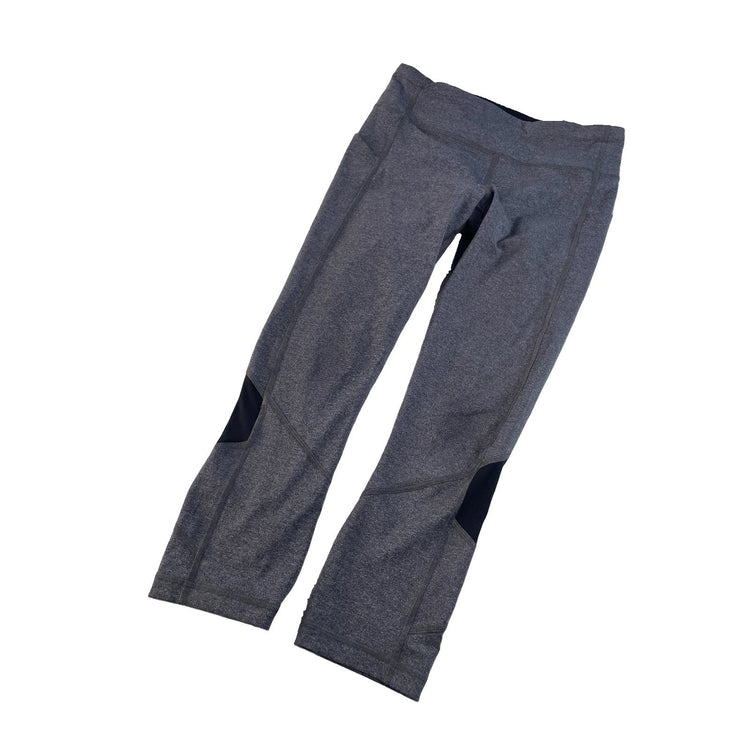 Women's Lululemon Athletic Cropped Leggings with Mesh Panels, GREY, SIZE 6