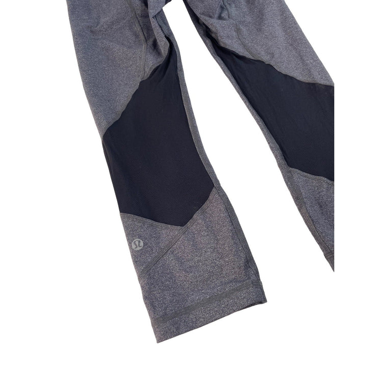 Women's Lululemon Athletic Cropped Leggings with Mesh Panels, GREY, SIZE 6