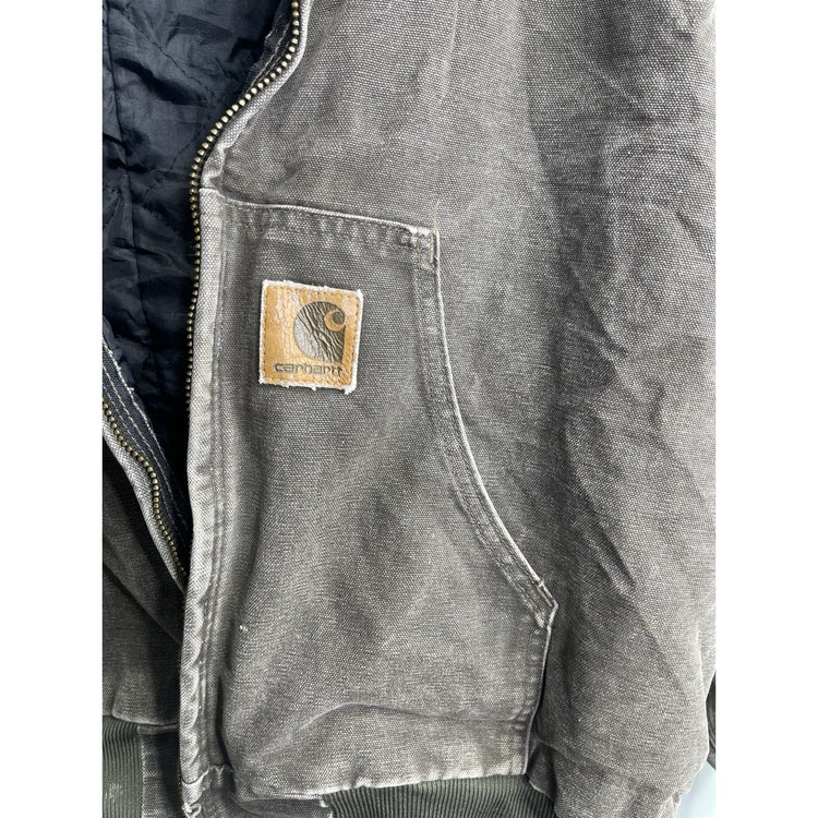Men’s Vintage Carhartt J06 Brown Jacket Distressed Hooded Sz XL
