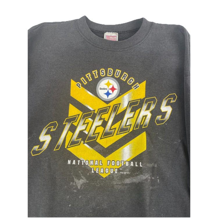 Men’s Vintage 90s Distressed Pittsburgh Steelers Crewneck Sweatshirt Size Xl