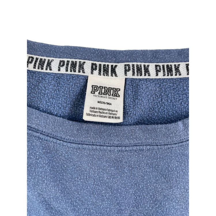 Women PINIK Victoria Secret Blue Crewneck Sweatshirt Large Logo Size M