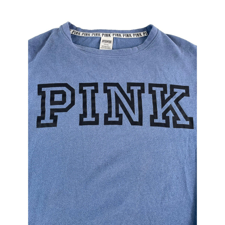 Women PINIK Victoria Secret Blue Crewneck Sweatshirt Large Logo Size M