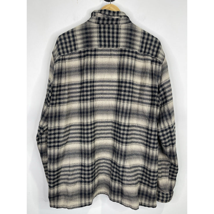 Men’s Patagonia Gray Flannel Button-Up Shirt Plaid Organic Cotton Retro Sz XL