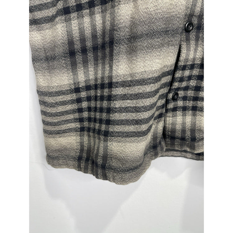 Men’s Patagonia Gray Flannel Button-Up Shirt Plaid Organic Cotton Retro Sz XL