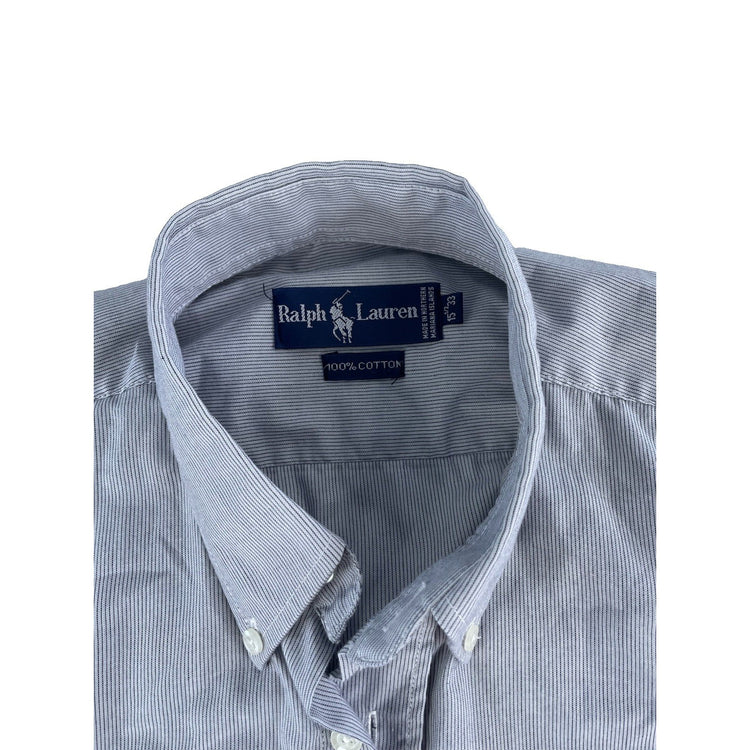 Mens Ralph Lauren Black & White Strip ButtonUp Polo-T Size 15 1/2 33